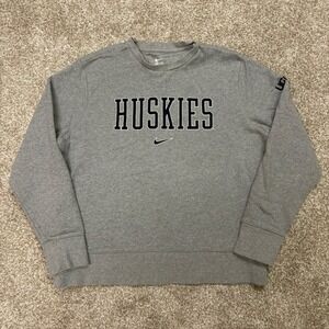 Nike UConn Huskies Center Swoosh Crewneck Sweatshirt Gray Unisex XL